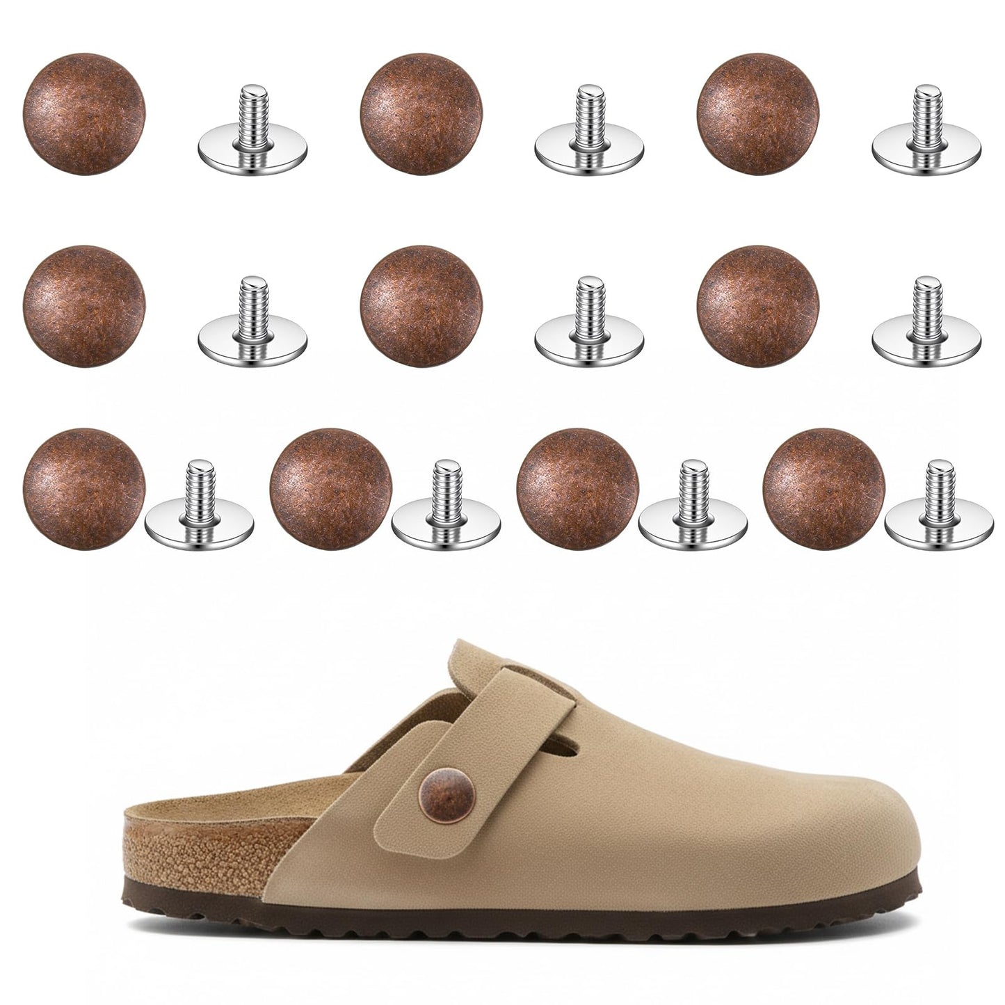 10 Pcs Clog Shoe Rivets, Zinc Alloy Replacement Buttons