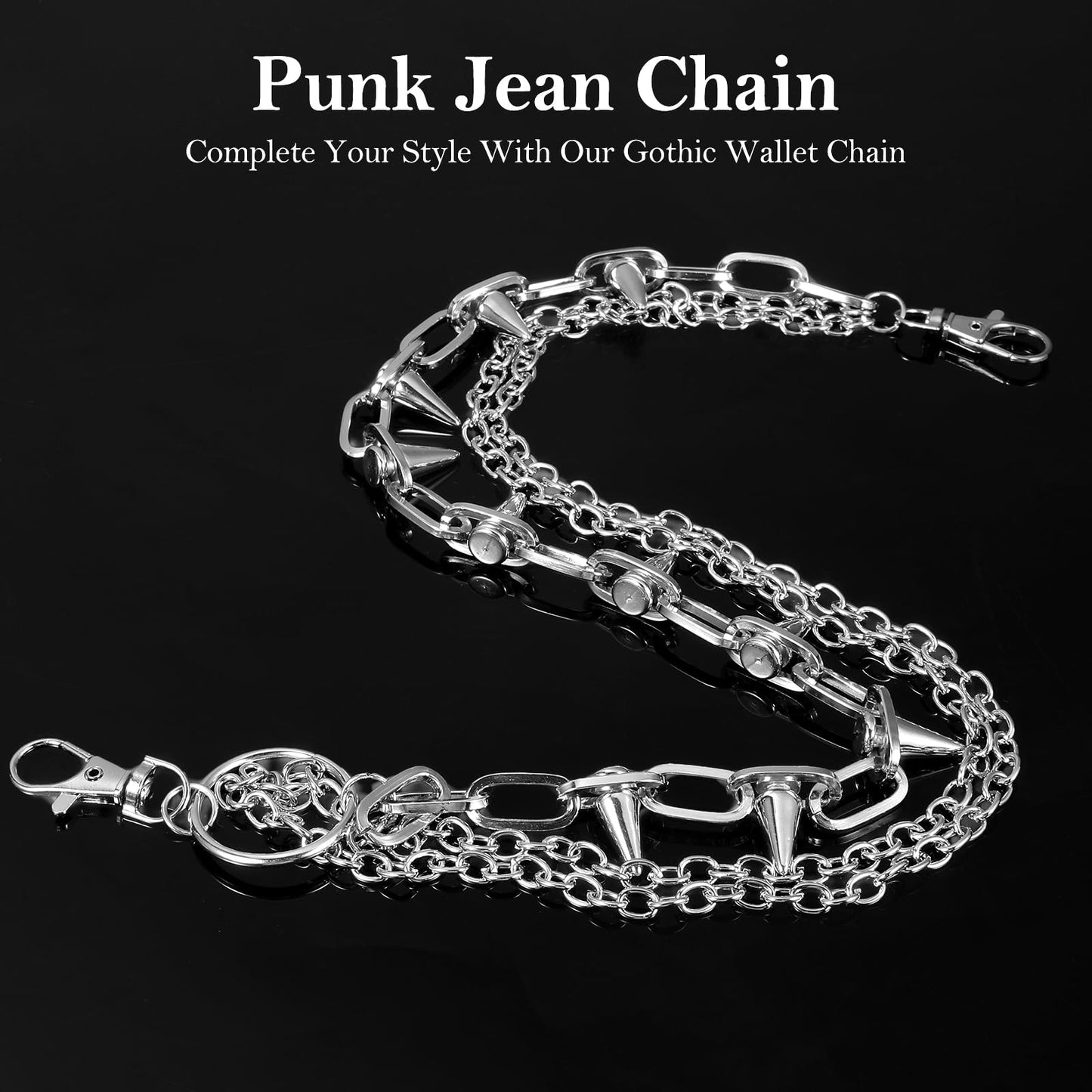 Pants Chain Pocket Chain For Pants Wallet Chains For Men Punk Hip Hop Pant Cross Rivet Goth Accessories For Jeans Gothic Goth Hip Hop Rivet Charm Layered Wallet And Jeans Link