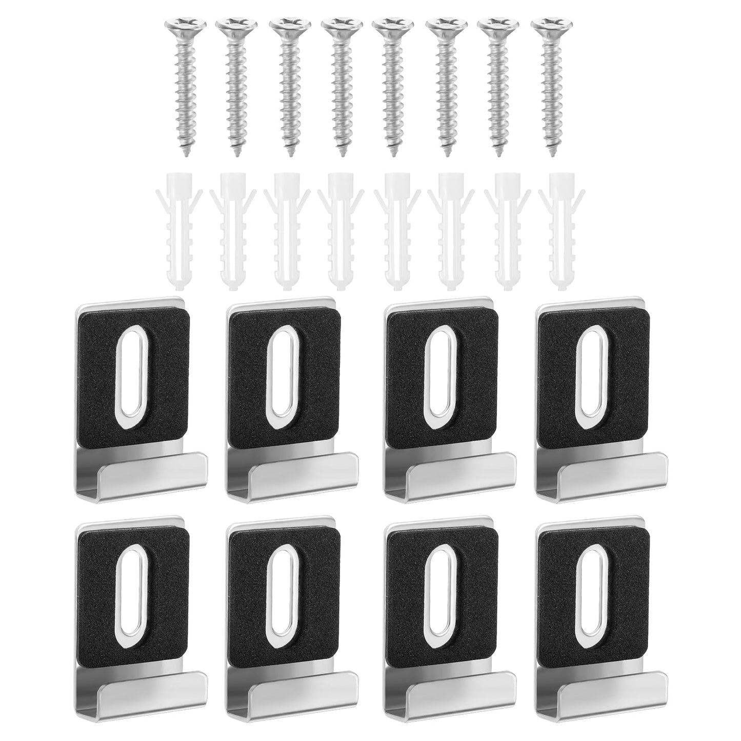 8 Pcs Metal Mirror Holder Kit Metal Mirror Clips with Screws Frameless Mirror Holder Wide Channel Mirror Hangers Heavy Duty Mirror Hanger Hardware for Wall Mounting Hardware Mirror Billboard Displays