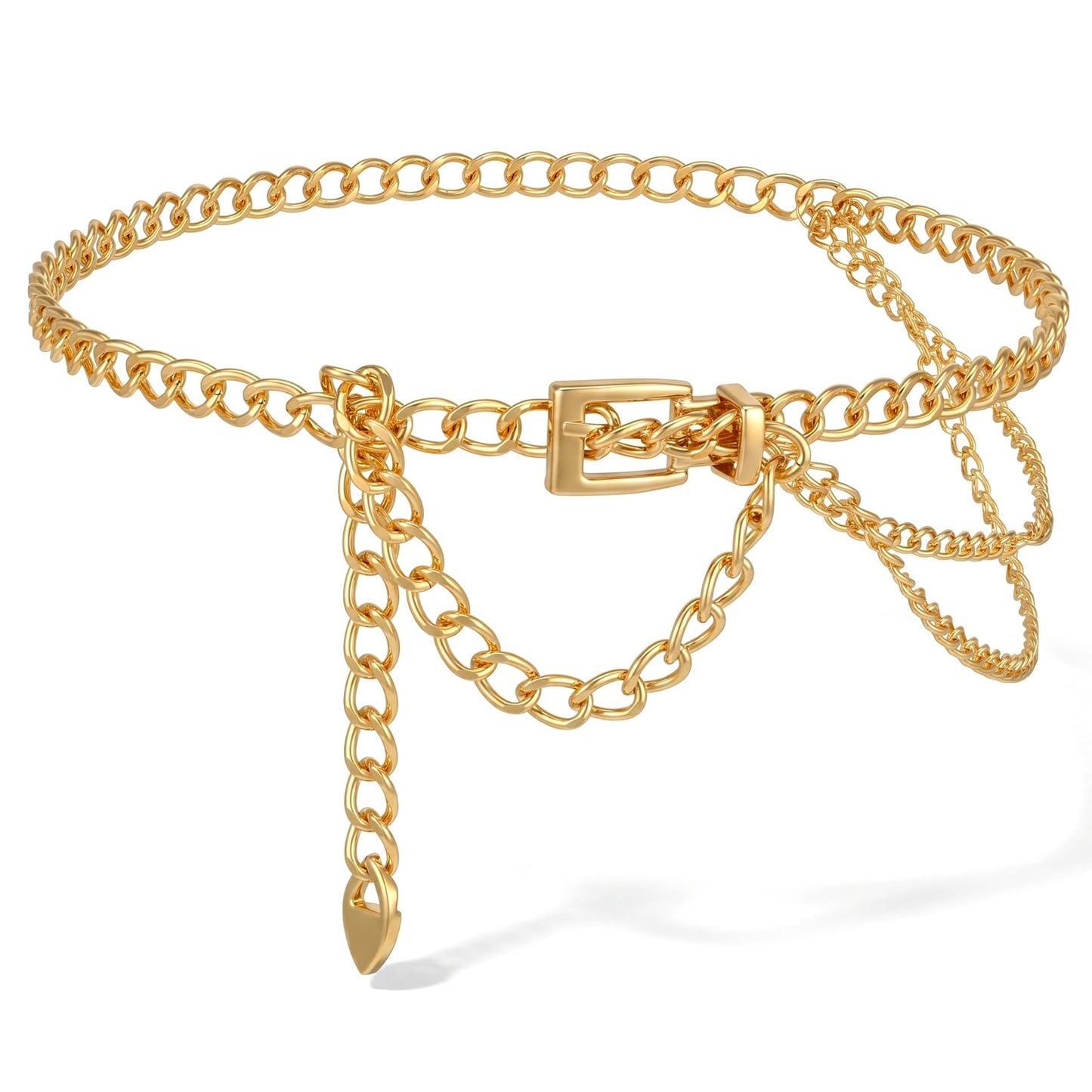 RAHHLIZS Multilayer Metal Waist Chain Gold Chain Belts for Women Adjustable Belt Belly Punk Belt Chains for Women Girls Dresses Jeans Skirts Trousers