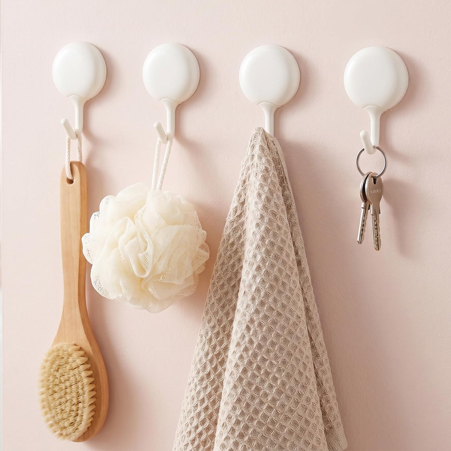 Chsoejuf 4 Pack Adhesive Hook, Plastic Key Wall Hooks for Hanging Hat Towel