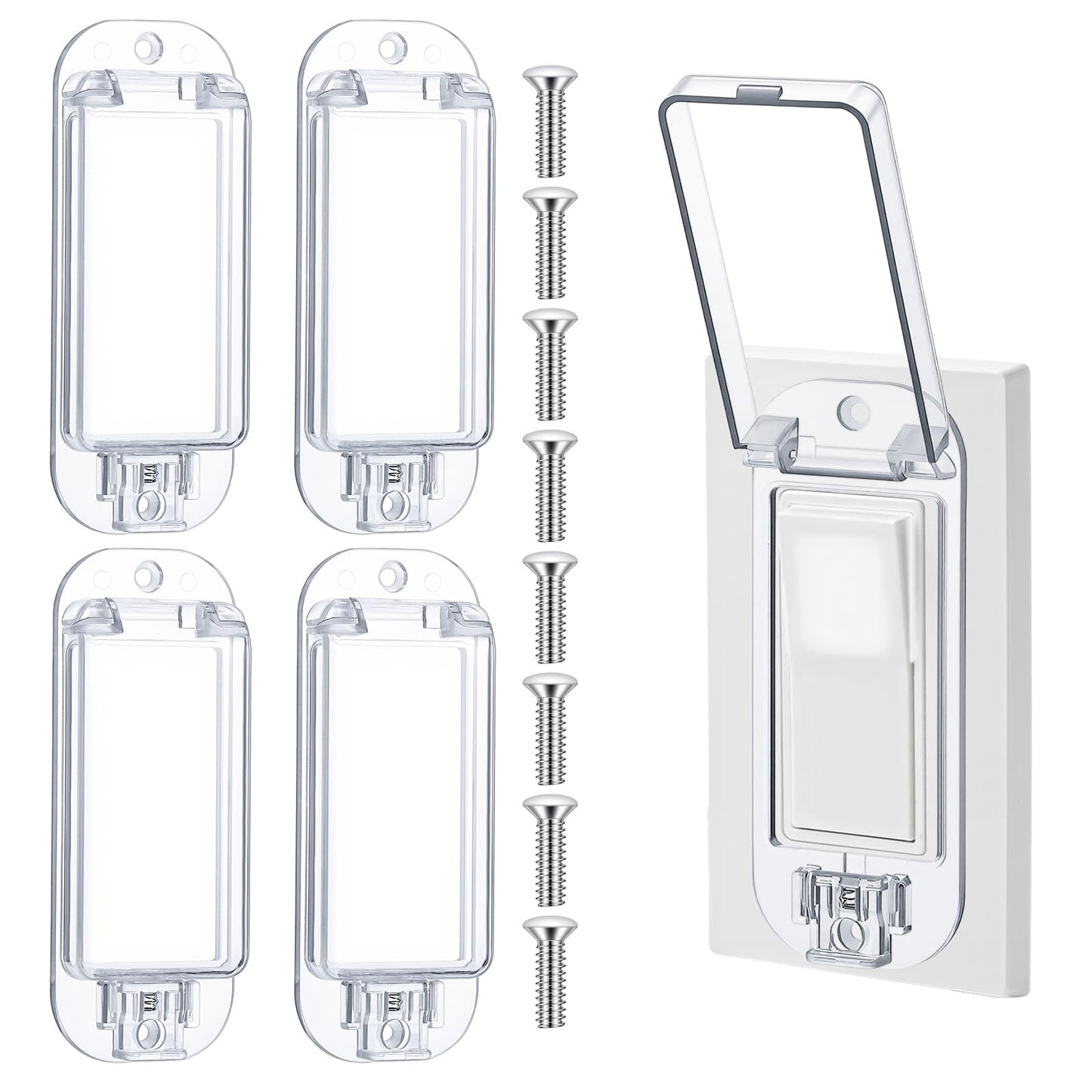 Chsoejuf 4PCS Clear Light Switch Guard Cover Child Proof Lock Covers Bumps