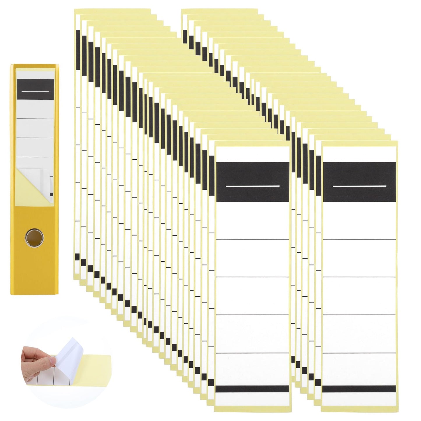 50 PCS File Folder Labels Self Adhesive 7.48" X 2.13" Blank Labels Stickers to Write Writable Stickers Label Binder Spine Label White Writable Name for Office Library Archiving (Black White)