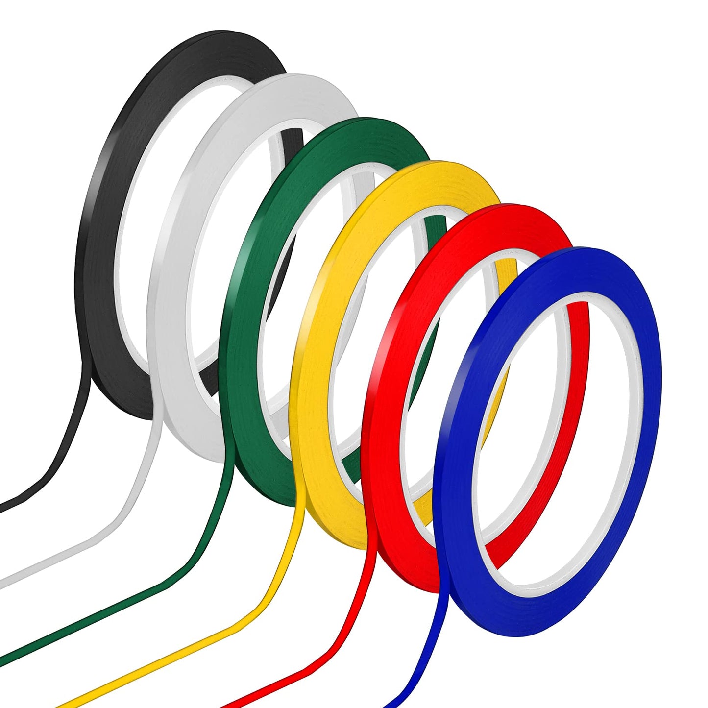 6 Rolls Whiteboard Tape Grid Marking Tapes Thin Colored Self Adhesive Whiteboard Gridding Tape Chart Tape Graphic Tape Pinstripe Tape for Office Grid Marking School Art Warning Line (3 mm)