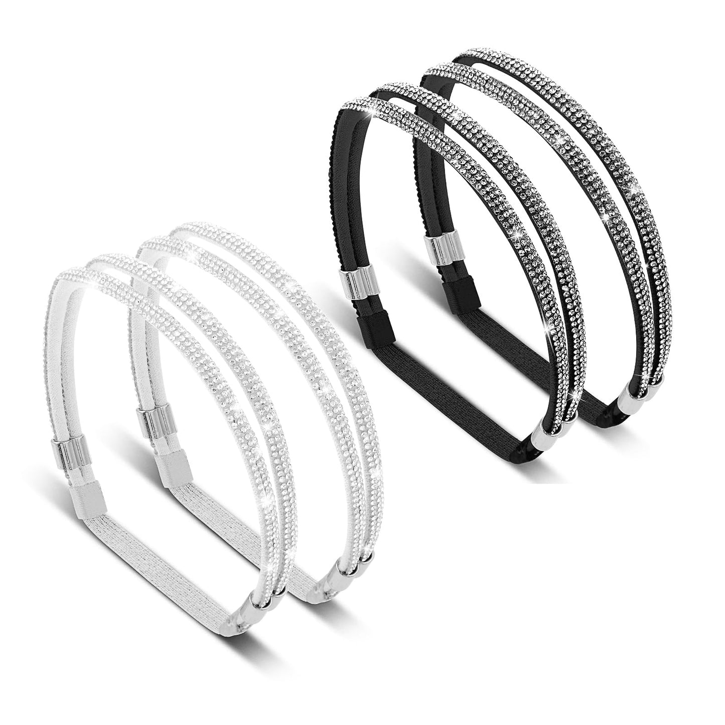 Ouligay 2 Pairs Elastic High Heels Shoe Straps for Heels Adjustable Rhinestone Shoes Band Detachable Shoelace Anti Loose Dual-Use Shoe Laces for Holding Loose High Heel Slippers Silber Black
