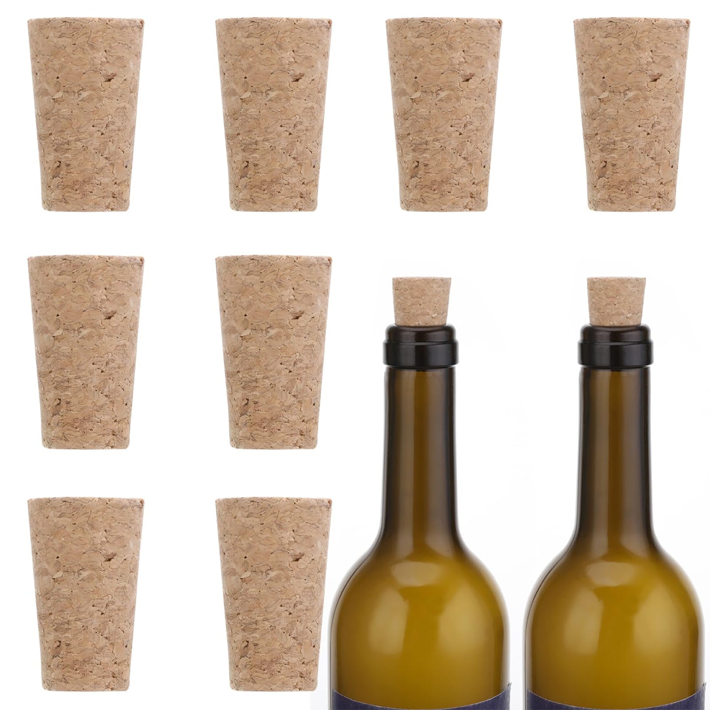 Ouligay 10Pcs Wood Cork Tapered Cork Plugs Wooden Wine Bottle Corks Wine Cork Stoppers Beer Bottle Stopper Corks for Wine Making DIY Craft