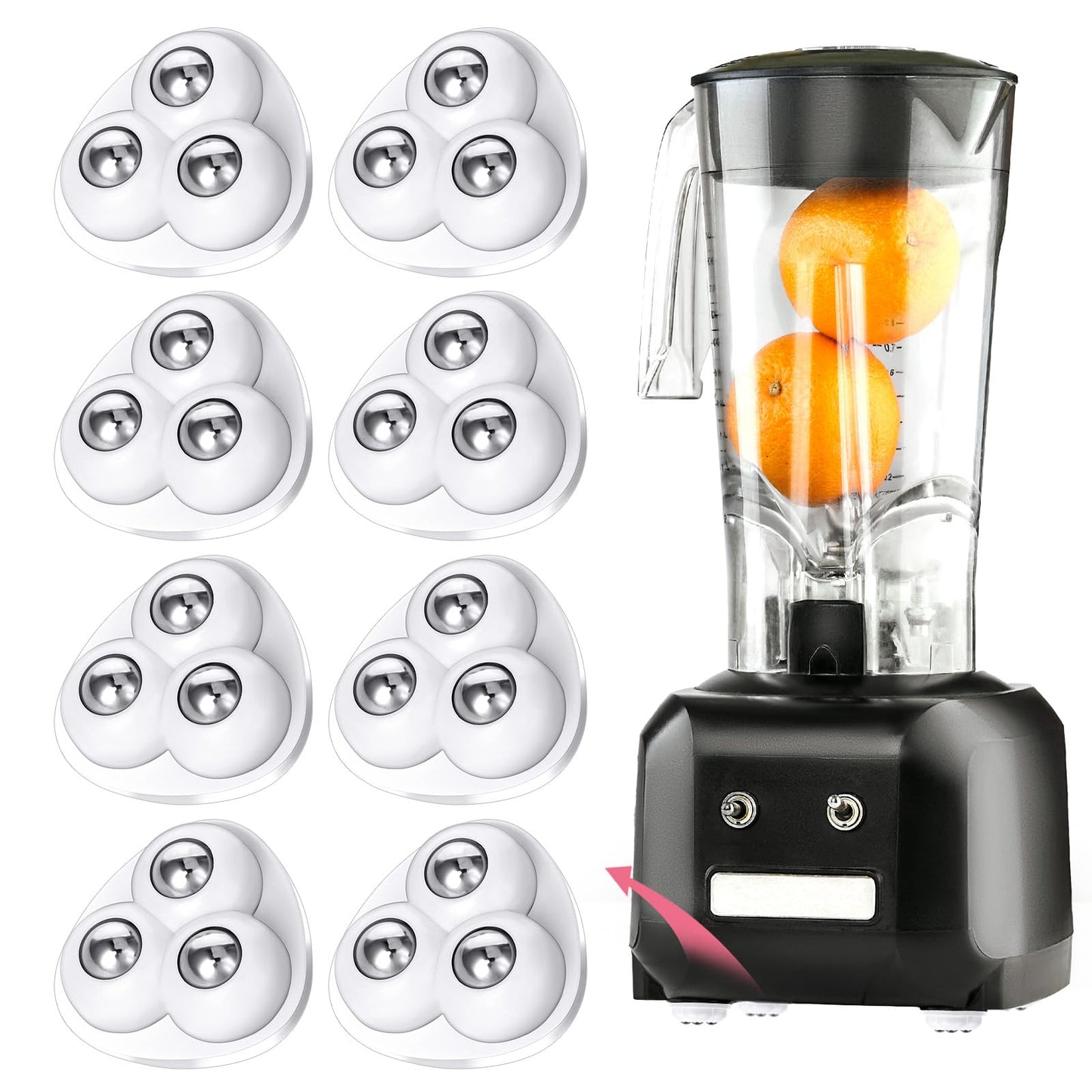 Appliance Wheels 8 PCS Self Adhesive Caster Wheels 360°Swivel Universal Wheel Small Kitchen Appliances Rollers Wheels for Coffee Maker,Storage Bins (With 3 Ball Bearings, White)