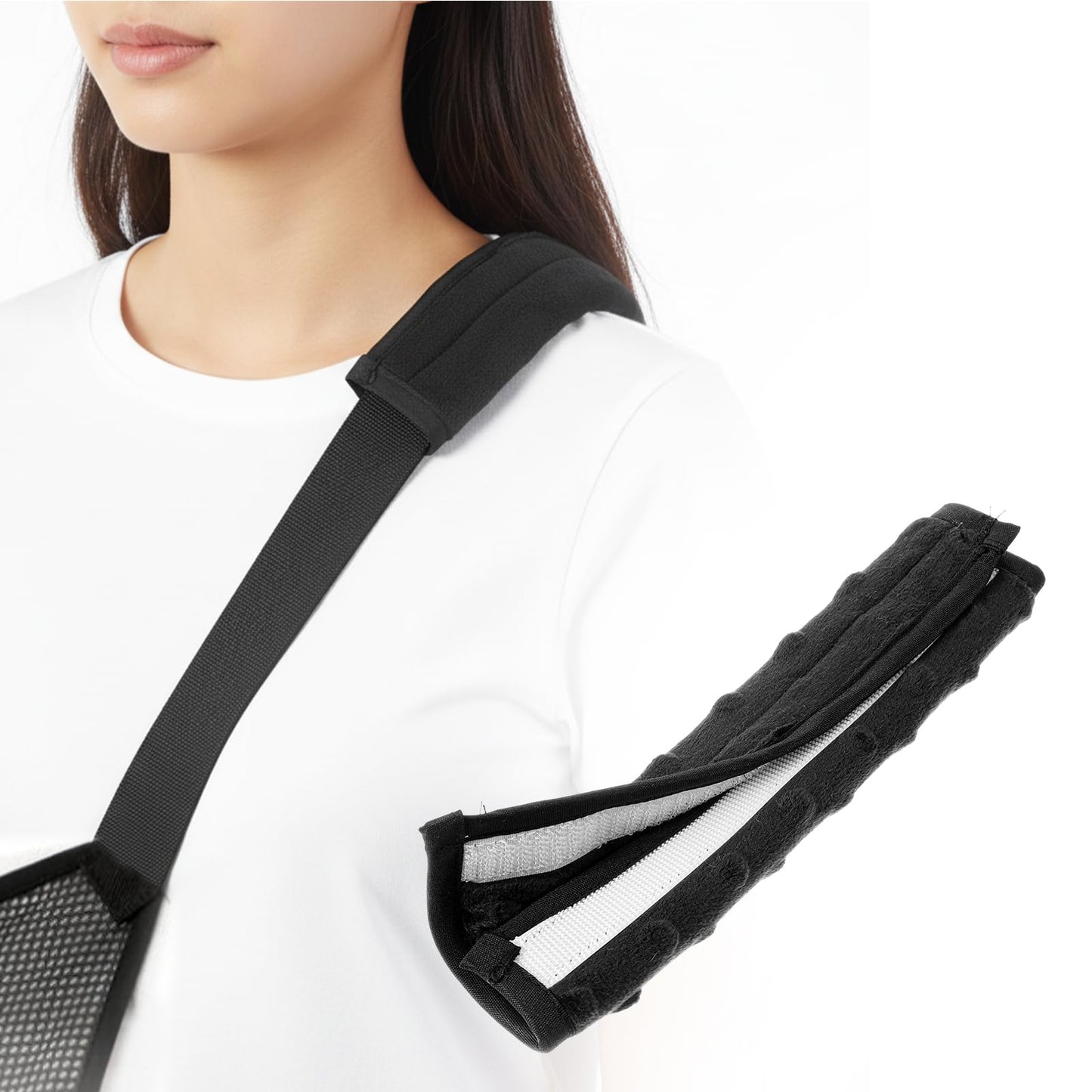 Arm Sling Padding Comfortable Neck Strap Cushion Slim Pad Rotator Cuff Surgery Arm Immobilizer Brace Cover Pillow Wrist Hand Injury Carry Padded for Cushions Shoulder Pads Women Men Minky Black