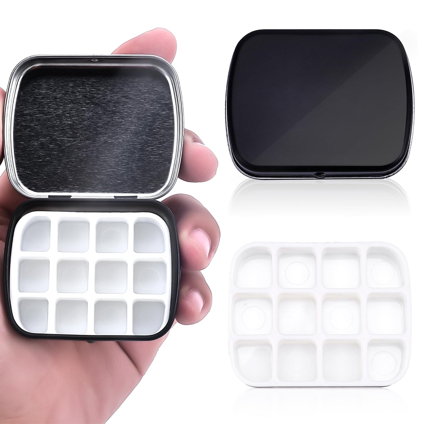 Ouligay Empty Paint Tins Mini Watercolour Palette Multifunctional Travel Paint Palette Box for Gouache Acrylic Watercolor Oil Paint