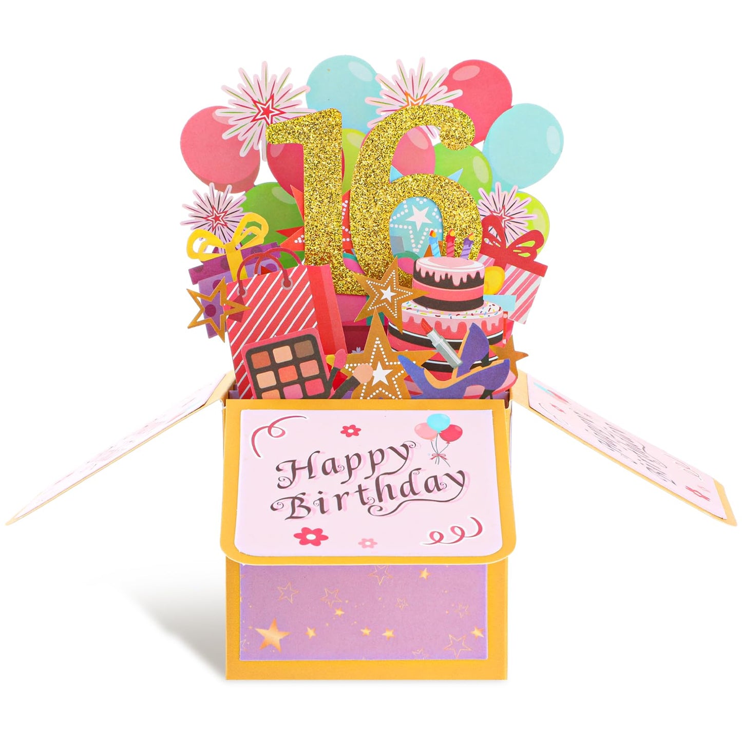 Ouligay Happy 16th Birthday Pop-Up Greeting Card 3D Pop Up Cards Wonderful 16 Year Old Birthday Card Gift for Friend Men Women Kids