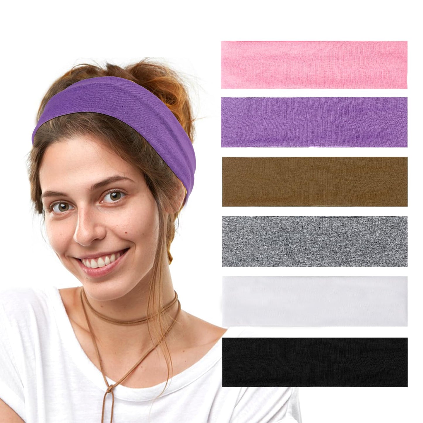 Ouligay 6Pcs Black Headbands for Women Soft Fabric Head Bands Elastic Stretchy Hair Bands Running Headband for Sports Yoga Workout Makeup