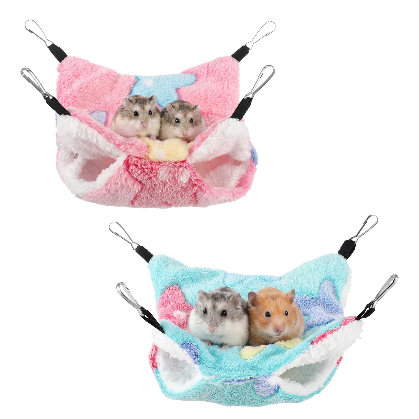 Chsoejuf 2 Pack 2 Layers Pet Rat Hammock Double Sided Warm Hanging Hammocks