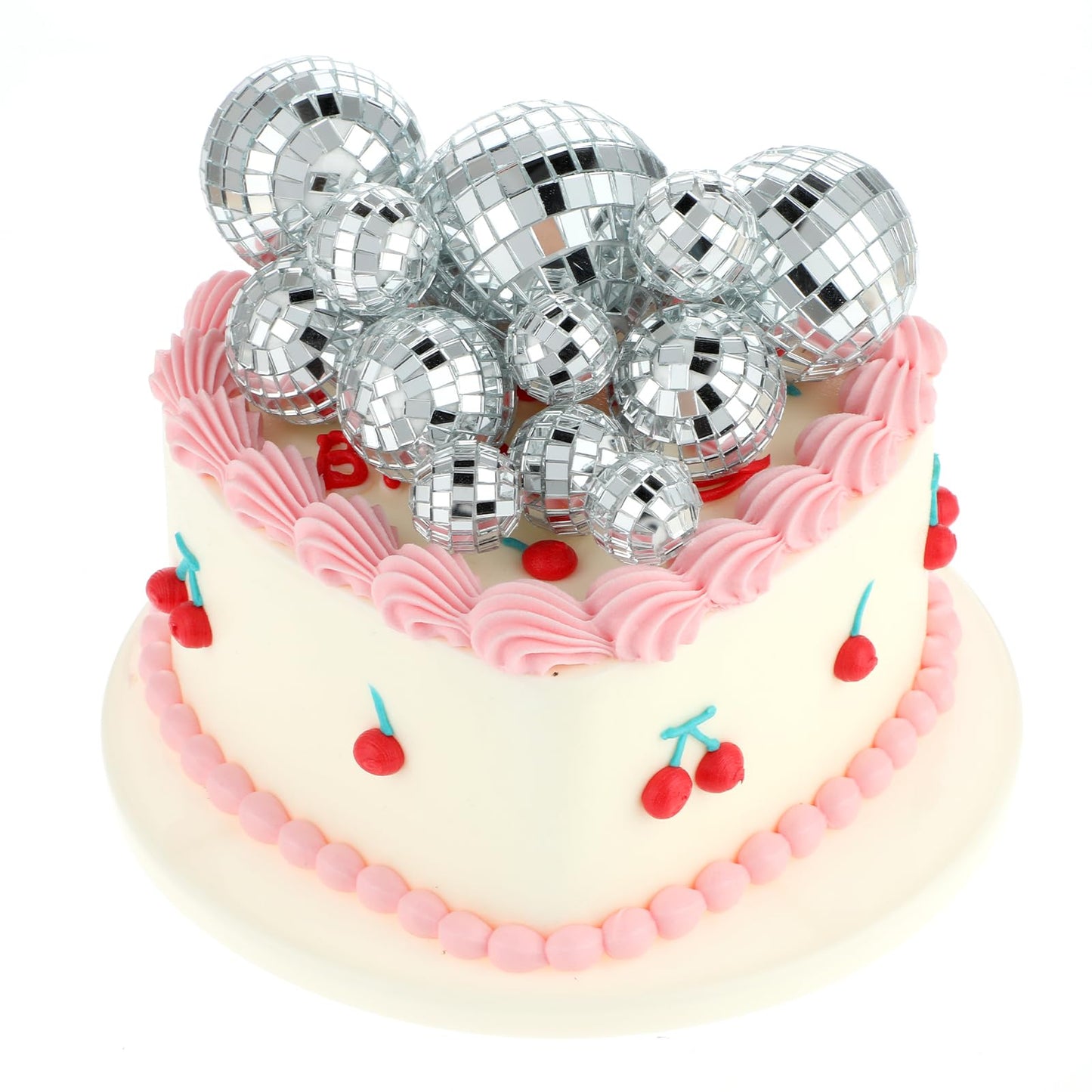 12 PCS 70s Disco Ball Cake Topper 5 Sizes Mini Mirror Disco Balls Cupcake Topper & Cupcake Picks Set, Reflective Disco Ball Decorations for Themed Dance, Bachelorette, And Disco Parties