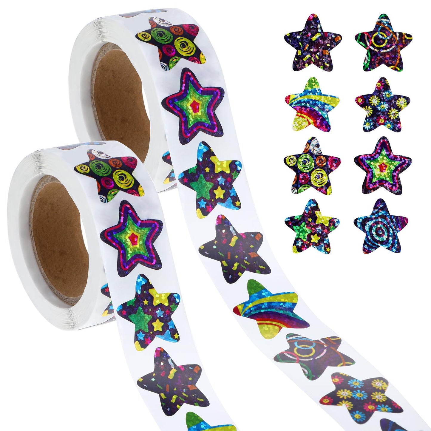 Nogeqi Star Stickers Space Star Stickers for Kids Reward Self-Adhesive Stars Sticker Roll Colorful Reward Stickers Shiny Star Stickers Labels for DIY Crafts Homework School Teacher Supply(1000pcs)