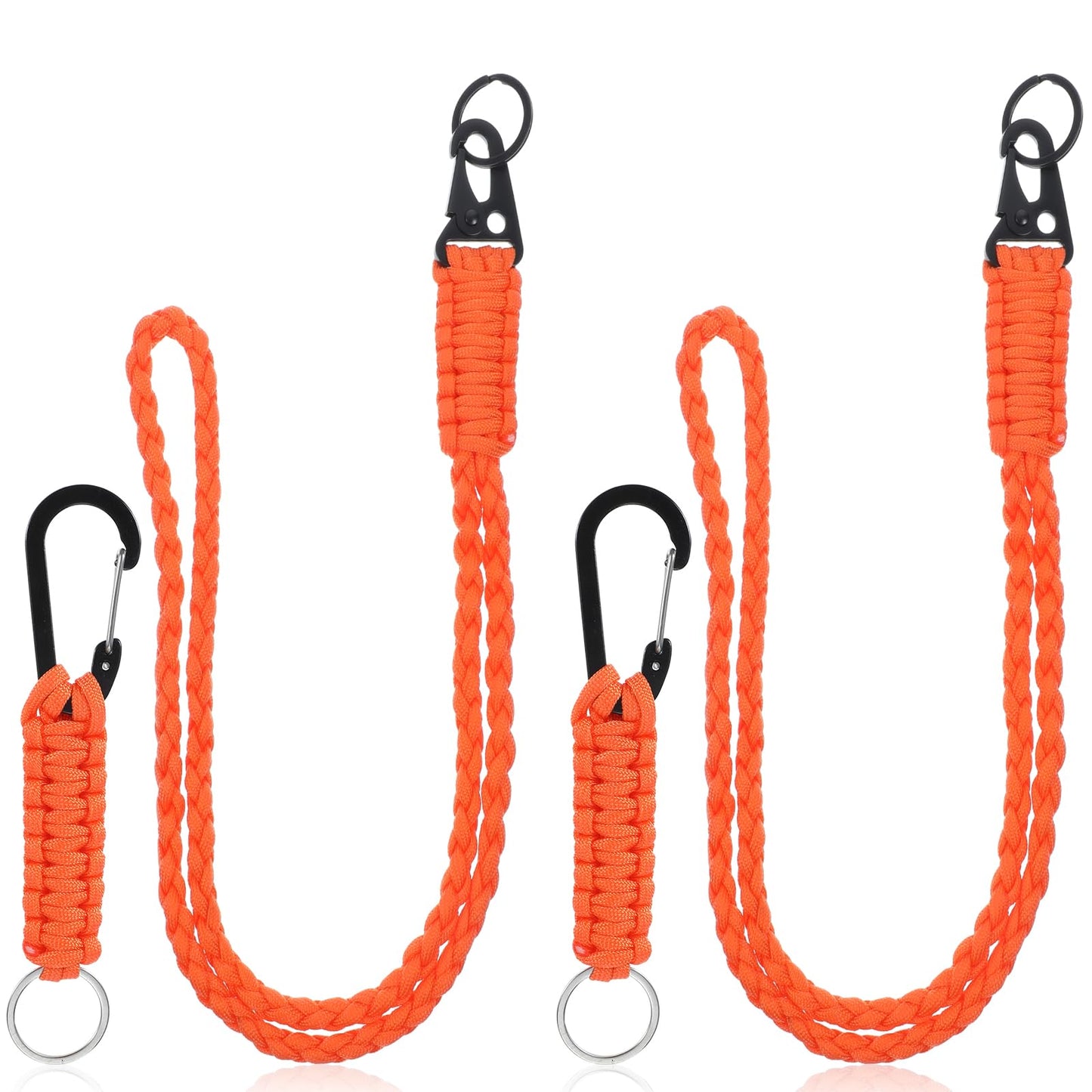 Mabor 4 Pcs Paracord Lanyard Keychain Necklace Heavy Duty Tactical Military Strap Braided Keychain Lanyard for Outdoor Activities Camera (Orange)