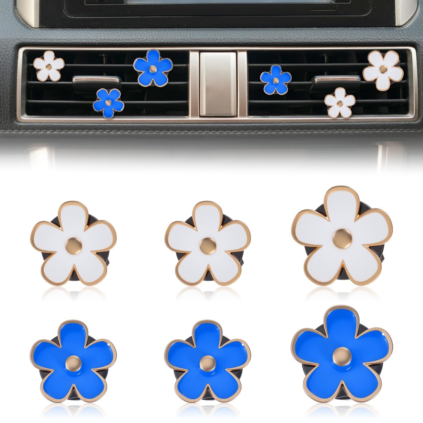 Chsoejuf 6PCS Cute Daisy Flower Shape Car Air Freshener Vent Clip Decor