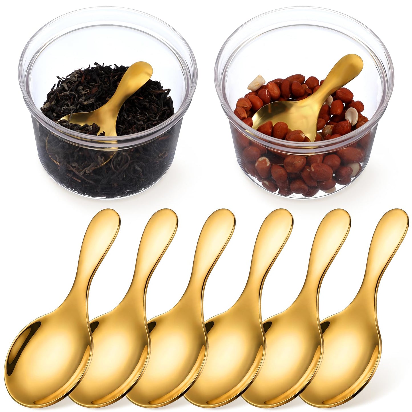 6 Pack Short Handle Spoons Small Coffee Scoops Cute Mini Scoops