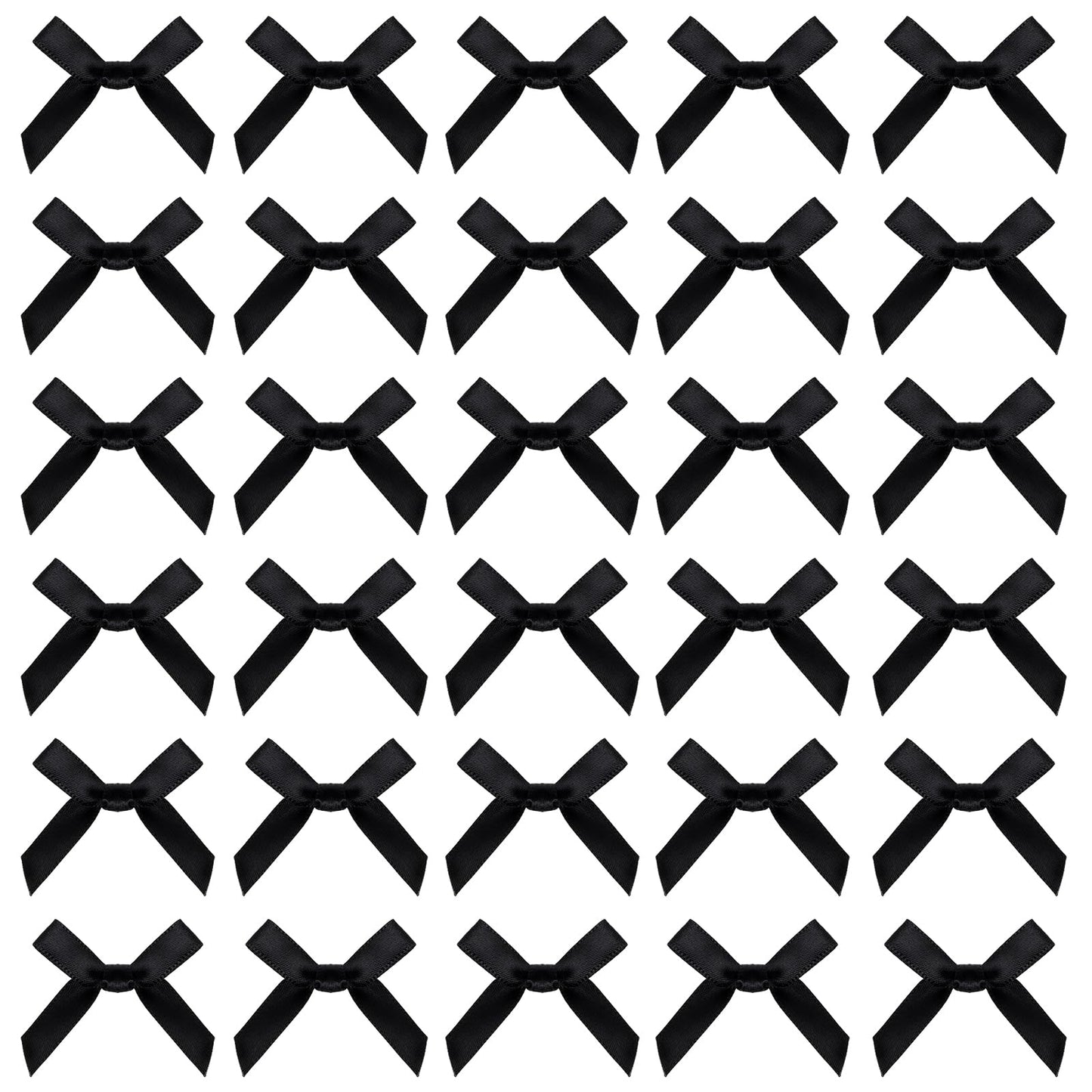100 Pcs Mini Black Bows Tiny Bows For Crafts Black Satin Ribbon Bows For Diy Craft Sewing Scrapbooking Wedding Christmas Party Favors Bakery Treat Gift Box Decoration Packaging 1.57 Inches (Black)