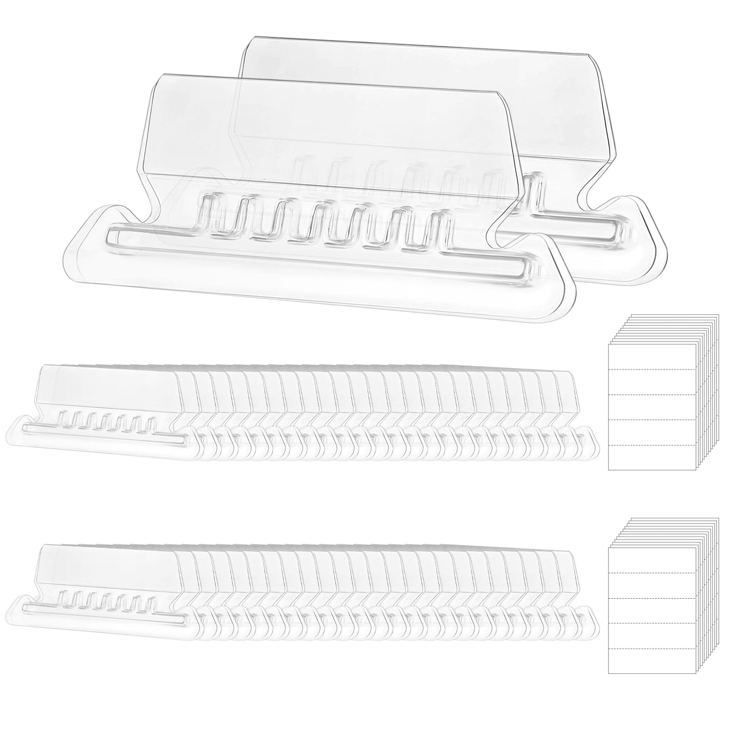Xinjoduz 50 PCS Hanging Folder Tabs, Clear Plastic File Folder Tabs with 50 Paper Inserts, Insertable Transparent File Folders Labels Tabs for School Office Room File Quick Identification Organize