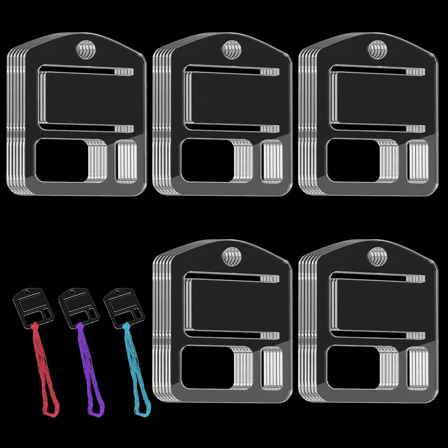 Chsoejuf 30PCS Floss Drops Acrylic Clear Square Embroidery Thread Organizer