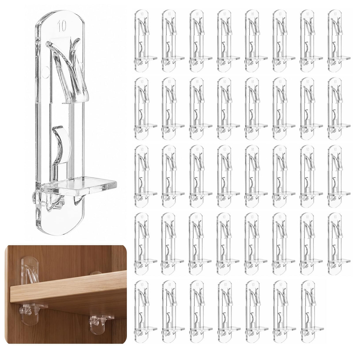 Chsoejuf 40PCS 5mm Clear Plastic Locking Shelf Support Pegs & Pins