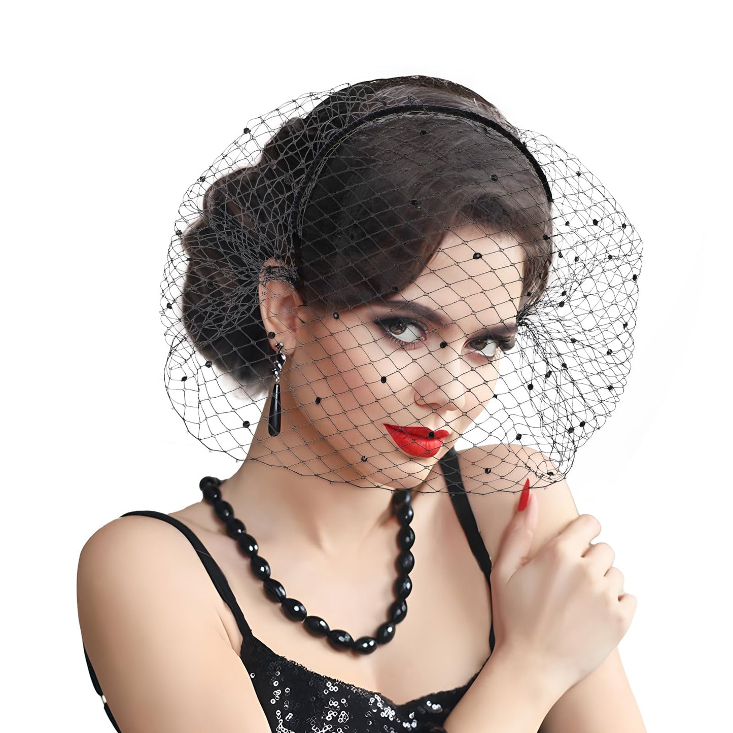 Sorcristy funeral hats for women black veil fascinator birdcage headband mourning memorial service church hat