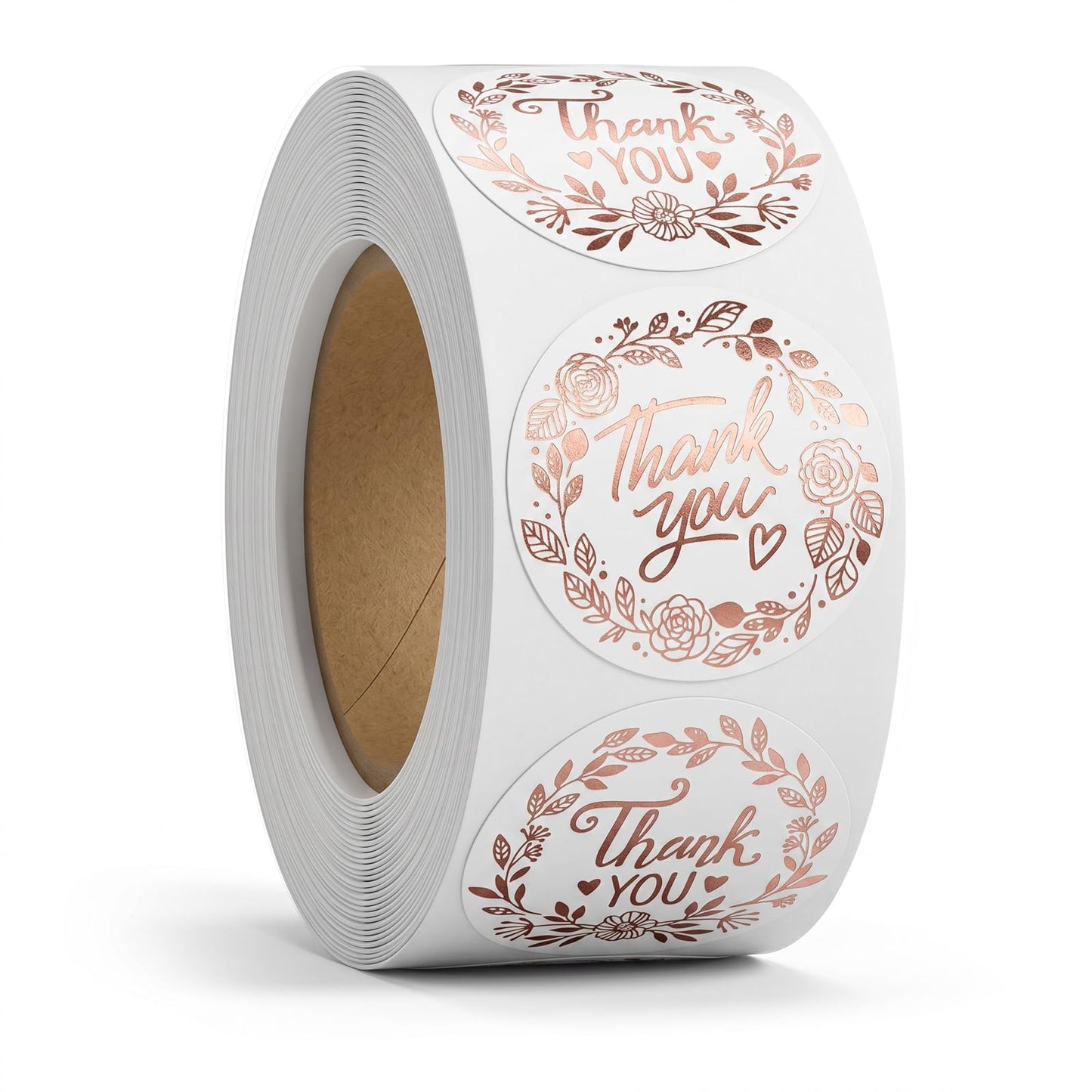 Tyqour 500Pcs Thank You Stickers Roll, 0.98Inch Round Sticker Labels, Rose Gold Waterproof Adhesive Stickers for Small Business Gift Packaging Party Favors Handmade Orders
