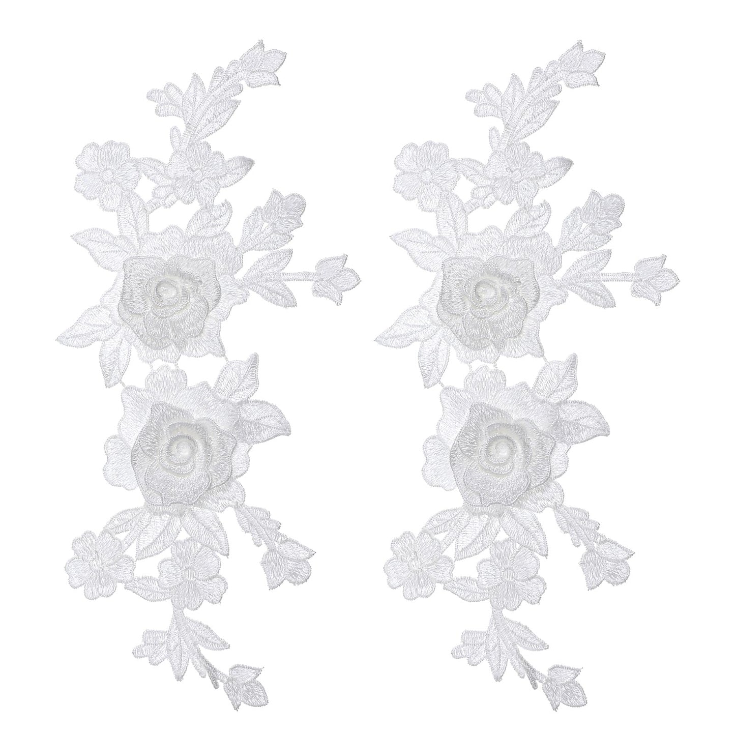Ymapinc 2PCS White Appliques Embellishments,Embroidered Lace Appliques Embellishments Fabric Vintage Flower Stickers Suitable for The Beautification of Clothing Backpacks Household Fabric Products