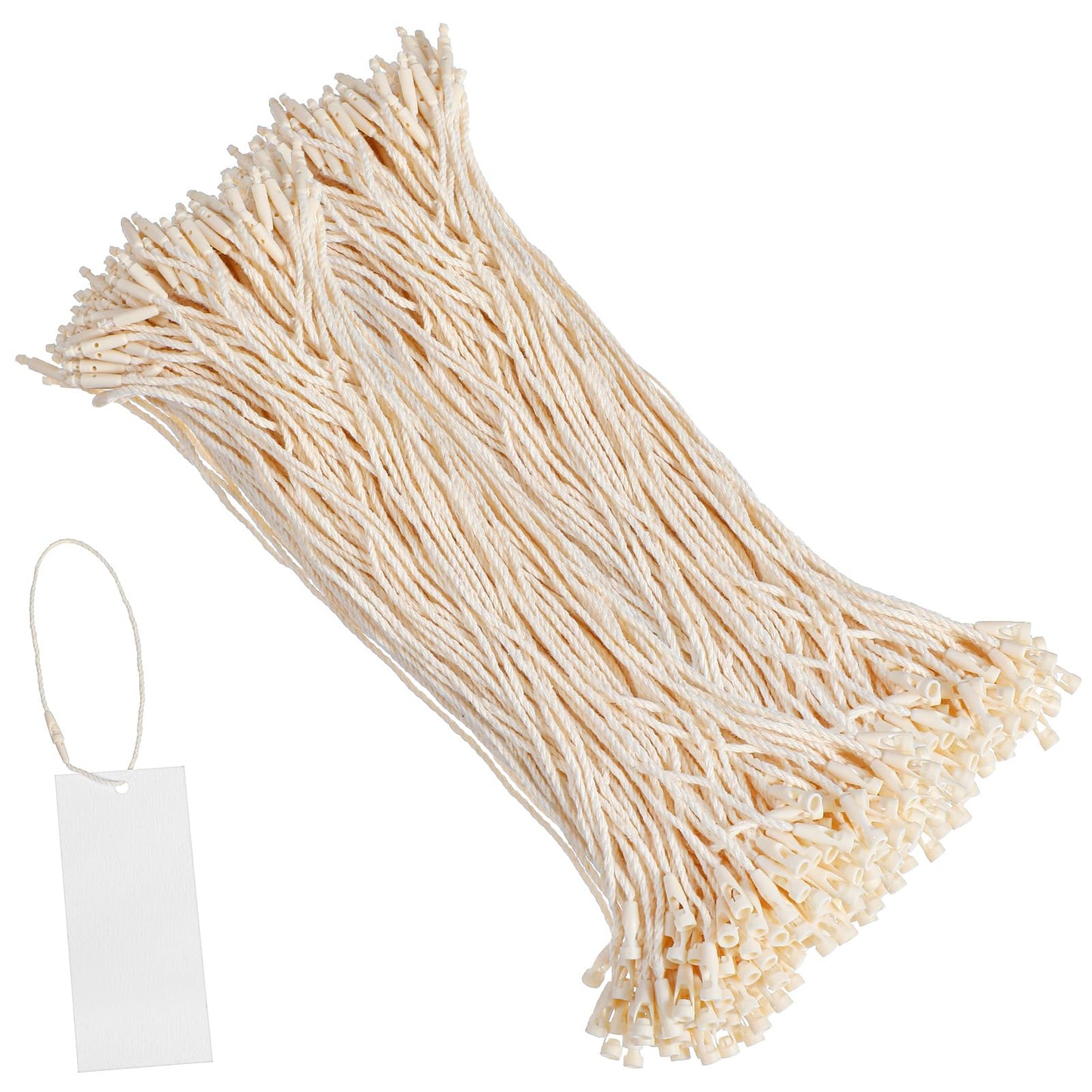 Chsoejuf 360PCS 7.5" Hang Tag String Beige Cotton Price Tags Rope Snap Lock