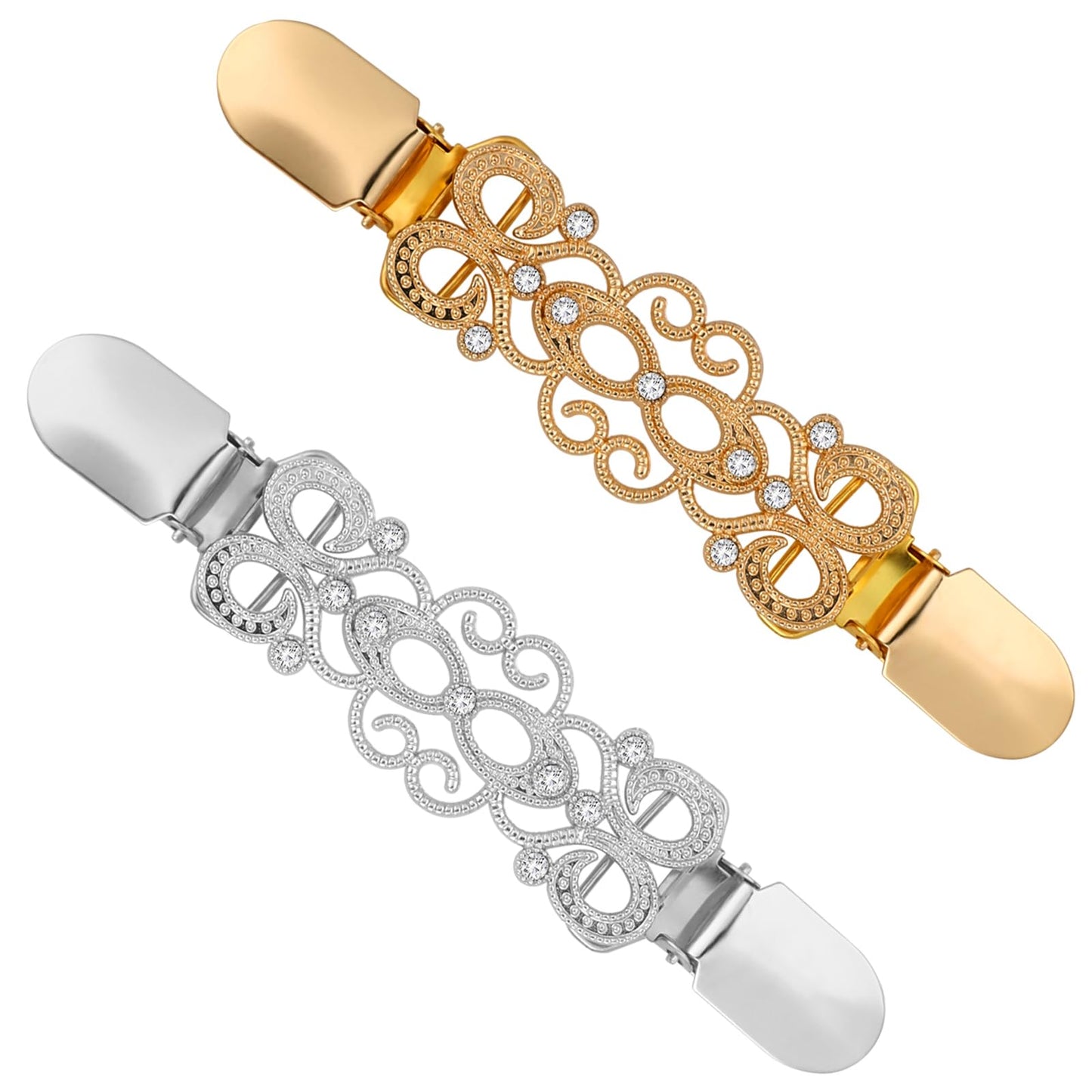 2PCS Cinch Clips Gold Silver Dress Clips Back Cinch, Vintage Sweater Waist Clip Brooch Pins Clips for Women Fashion, Shawl Scarf Cincher Clip Clothing Cinch Clip