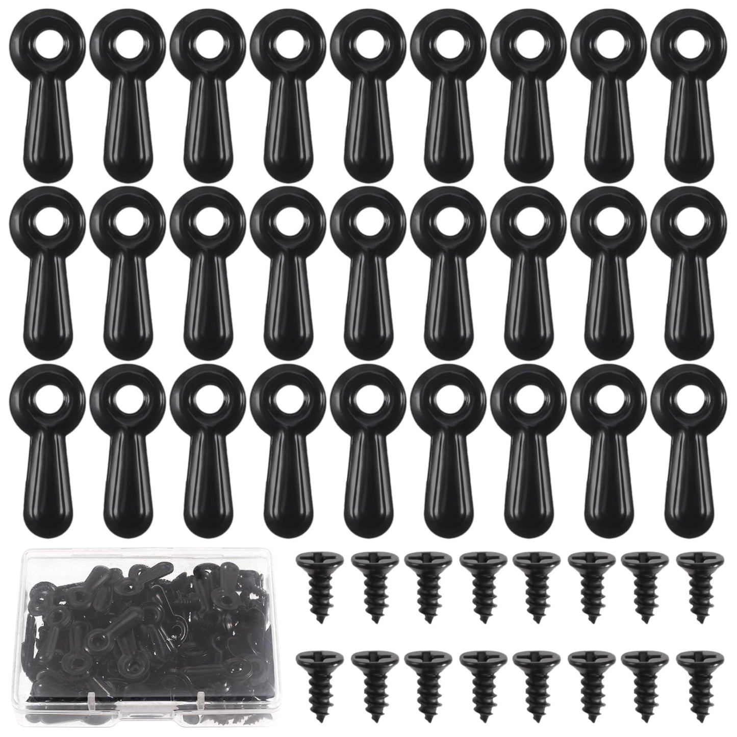 Teaaha Metal Picture Frame Back Clips with Screws, 100 PCS Set for Hanging Photo Frames, Digital Paintings, Sketches, Posters (Black)
