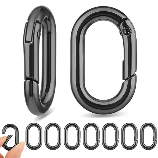 Ymapinc 10Pcs Snap Hook Metal Spring Clips Small Carabiner Clip Quick Link Key Chain Clip Oval Keyring Clip for Outdoor Fishing Hiking Traveling