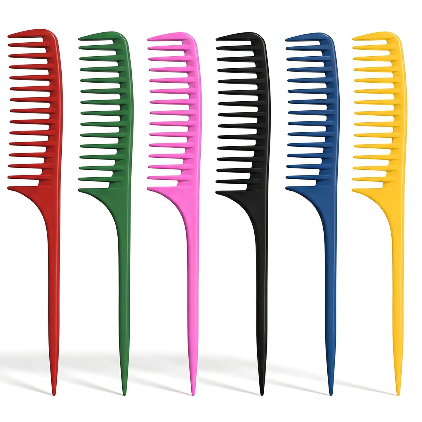 Mabor 6PCS Rat Tail Comb Set, Wide-Tooth Detangling & Parting Combs for Women - Professional Heat Resistant Hair Styling Tools