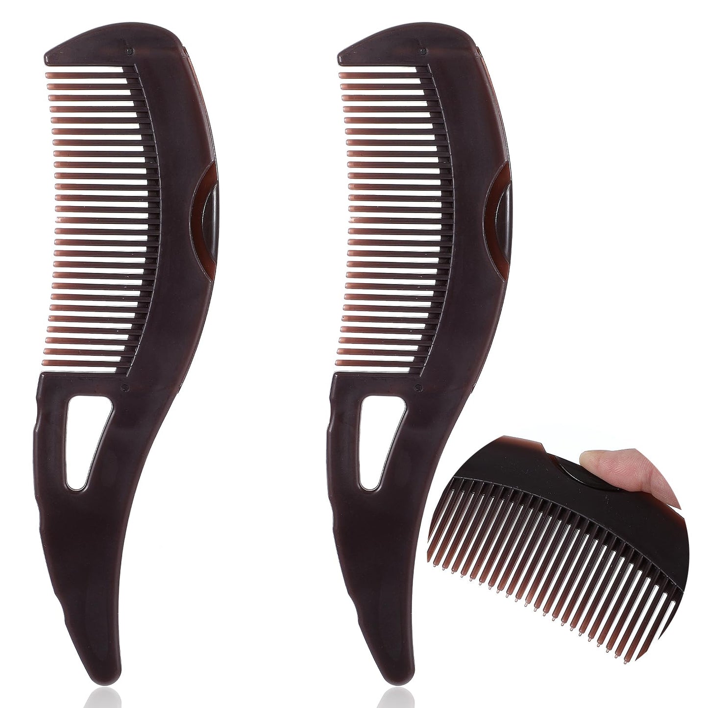Nogeqi 2 Pcs Scalp Comb for Dandruff Removal,Energy Massage Comb,Pressable Scalp Sweep Detoxing Comb,Dandruff Comb Remover,Scalp Build Up Remover for Clean Hair and a Comfortable Scalp(Brown)