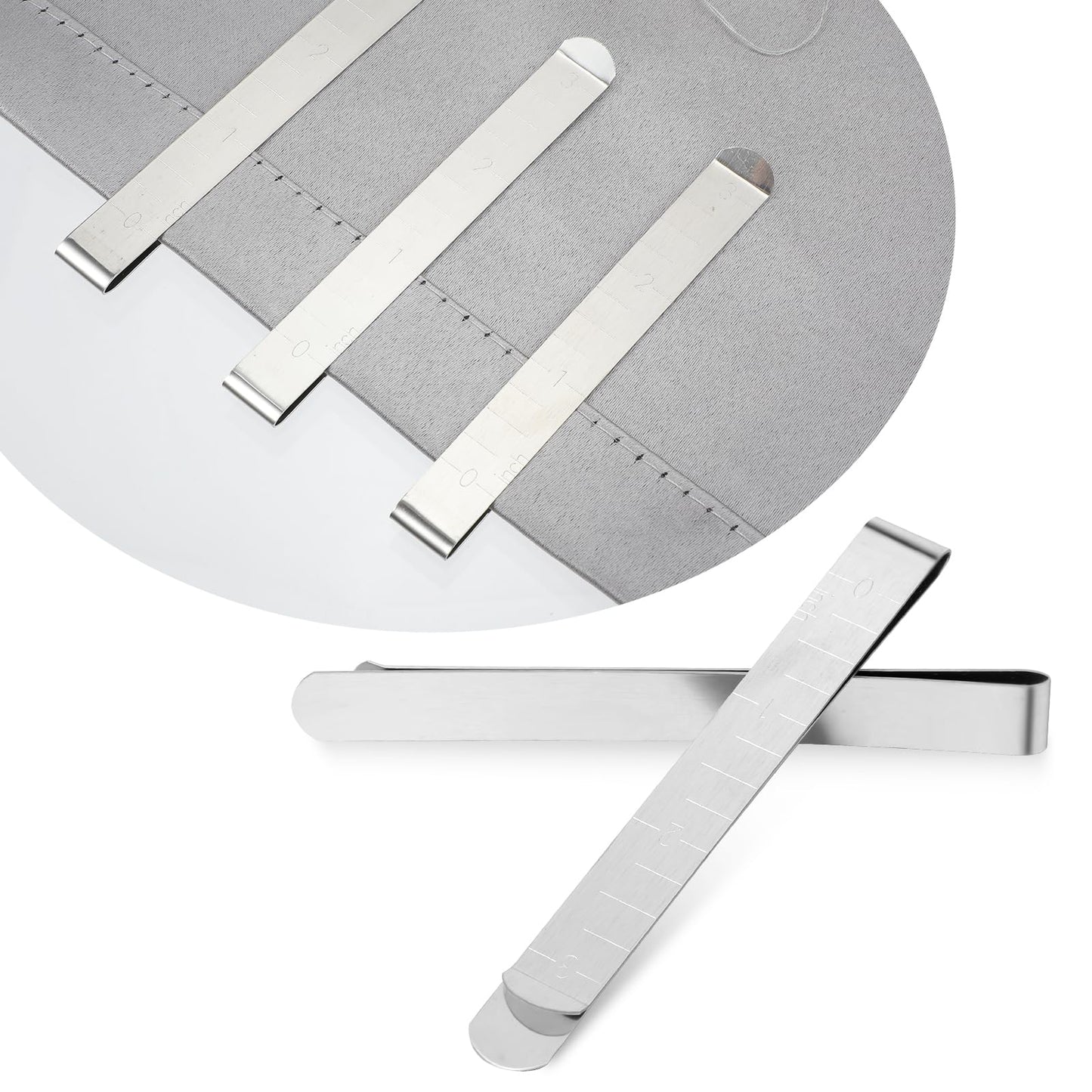 Hemming Clips Sewing, Ymapinc 20Pcs Stainless Steel 3 Inch Hemming Clips Tool for Fabric and Quilting Supplies Measurement Ruler Sewing Needles Pinning and Marking Sewing Project