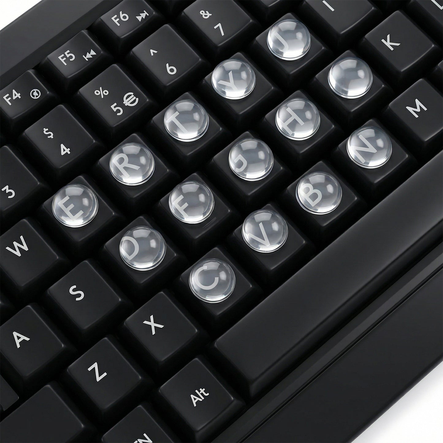 64PCS Raised Keyboard Stickers for Long Nails, Clear Glass Key Covers No-Residue Reusable Easy to Apply, Nail Art Typing Keycap Bubbles for Desktop Keyboards, External Keyboards, Calculators
