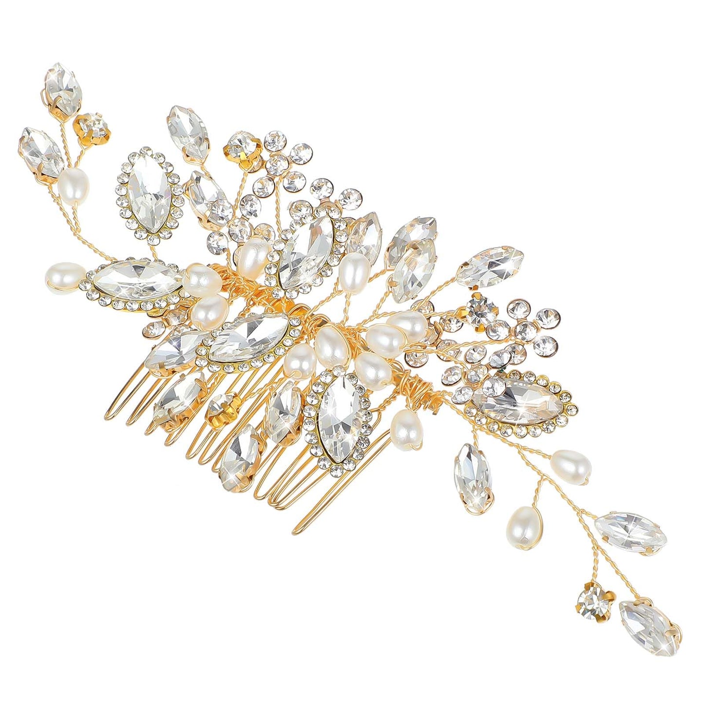 Wedding Hair Comb Rhinestone Hair Comb Hair Brooch Wedding Hair Accessories for Brides Handmade Wedding Hair Comb Clip Pearl Bridesmaid Side Combs Crystal Hair Piece for Women Wedding
