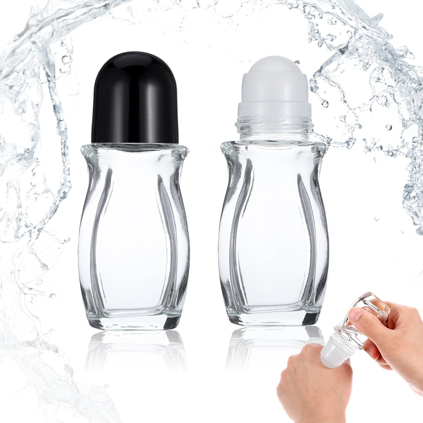 Bremorou 2 Pcs 50ml Glass Deodorant Roller Bottle Empty Leak Proof Refillable Roller Bottles For Essential Oils Perfume And Cosmetics Roll On Glass Bottles For Fragrance Essential Oils