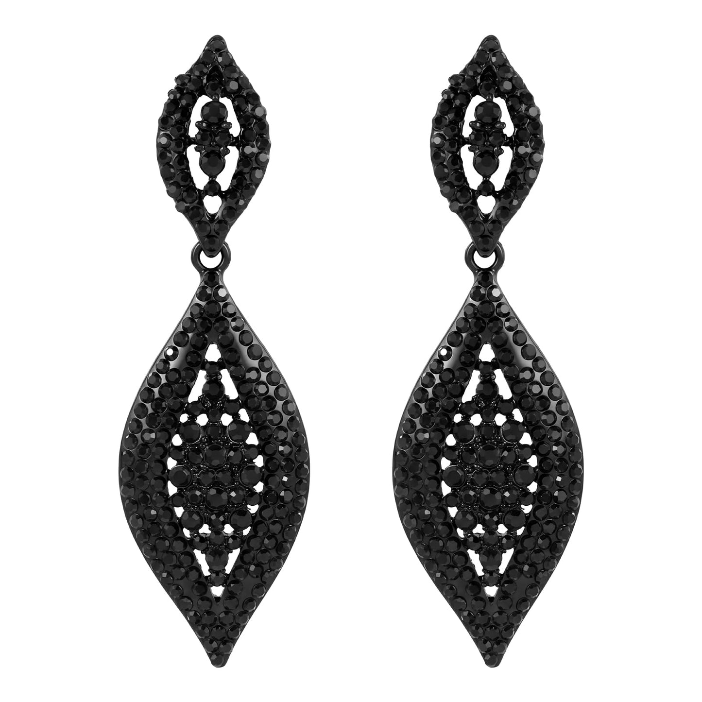 Chsoejuf Clip on Earrings for Women, Dangle Non Piercing Earrings(Black)