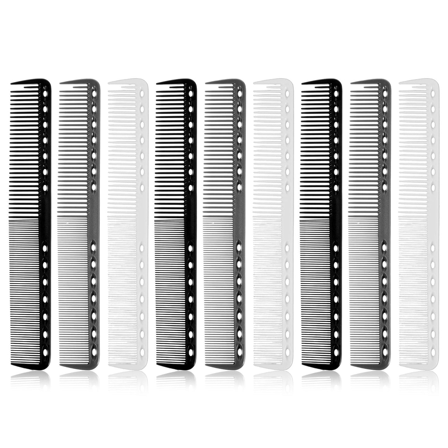 12pcs Carbon Fiber Comb Barber Comb Set Hair Cutting Combs For Stylist Professional Heat Resistant Salon Hairdressing Anti Static Clipper Medium Tooth for Men And Women(Black White Gray)