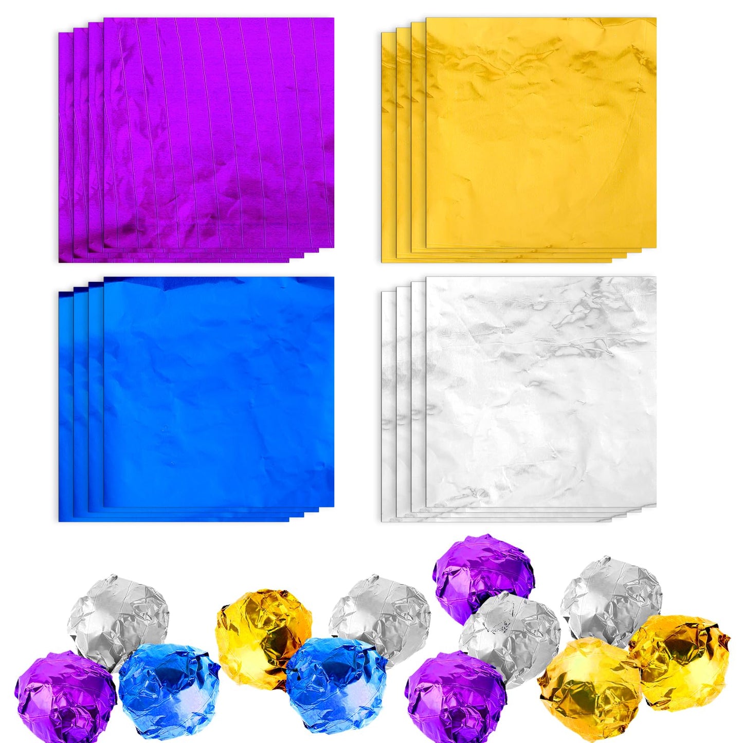 400 Pcs Candy Wrappers For Chocolates 4 X 4 Inches Foil Candy Wrappers Food Grade Aluminum Foil Papers Square DIY Homemade Candies Packaging For Homemade Candies Party Favors Easter Thanksgiving Party