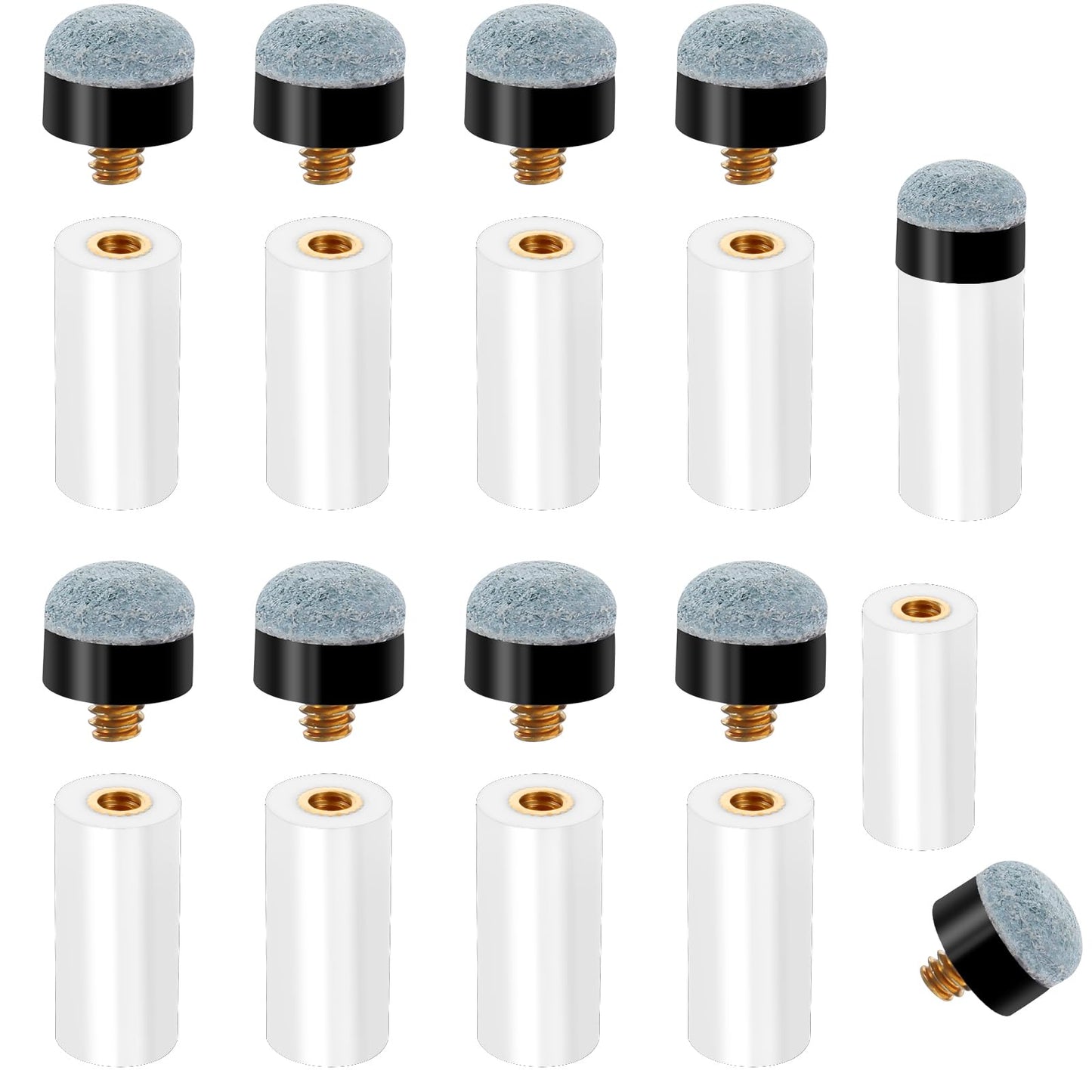 Teaaha 10PCS Pool Cue Tips 12mm Slip on Pool Stick Tips Soft Grey Billiard Replacement Cue Tips with Ferrules, Screw-On and Slip-On Pool Queue Stick Tips Kit(12mm)