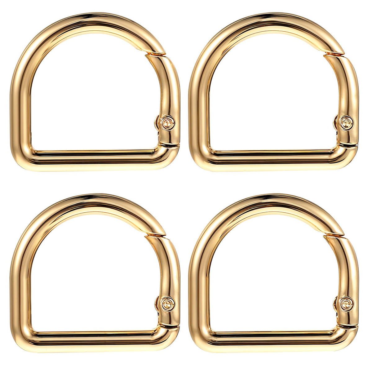 Ymapinc 4Pcs D Ring Spring Key Hooks Gold Metal Keyring Clip 1.18 Inch Spring Ring Buckles Clasp for Belt Backpack Bag Handbag Purse Strap Small Keychain Clip Spring Key Hooks, Gold, 3 x 2.8 x 0.4 cm