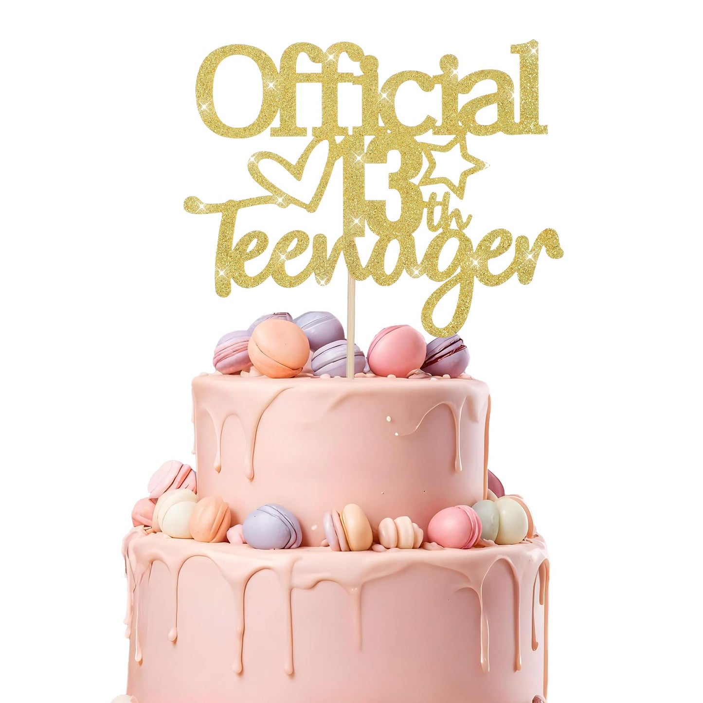 Ouligay Official Teenager 13th Birthday Cake Decoration Gold Glitter 13th Birthday Cake Topper Boys Girls Decoration Official Teenager Cake Decoration Gold 13 Years Cake Decoration Happy Birthday