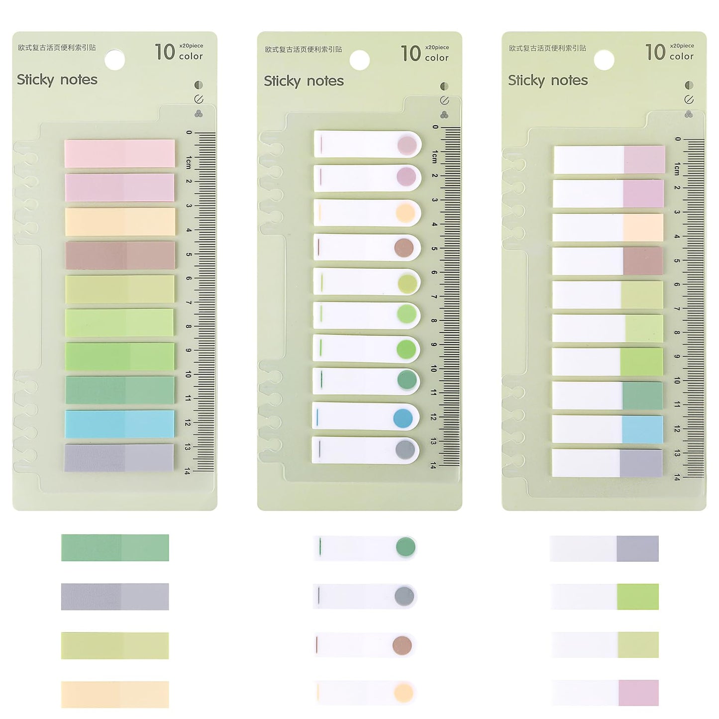 600PCS Index Tabs with Ruler 4 Pack Writable and Repositionable File Flags Pastel Book Tabs Reading Tabs Page Markers Colorful Book Annotating Tabs Transparent Sticky Note Tabs