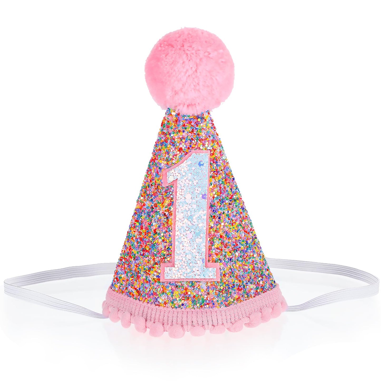 Xinjoduz 1 PCS 1 Year Old Birthday Hat Sweet One First Birthday Hat First Birthday Celebration Hat Girls' Party Hat Pink Glitter Decorations 1st Birthday Hat Decorations Party for Girl (Pink)