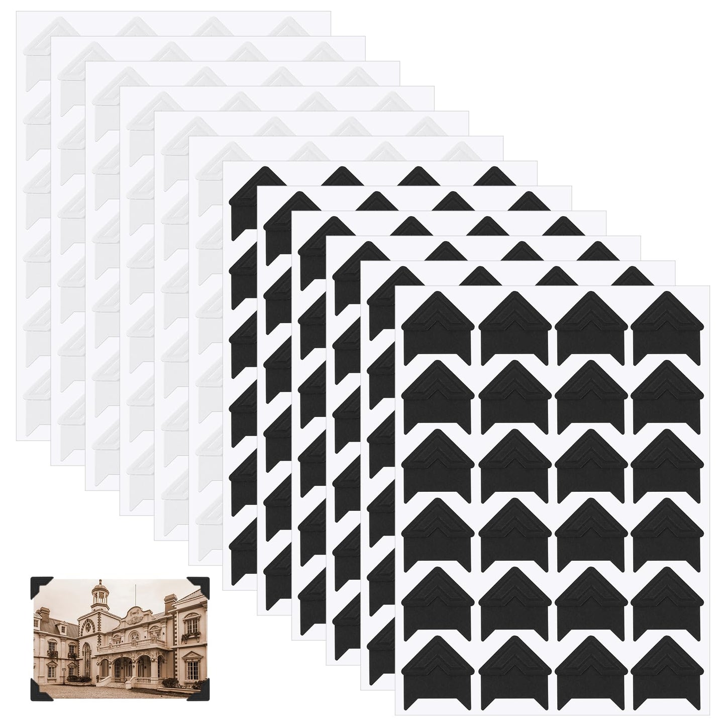 Tyqour 12 Sheets 288 Count Photo Corners Self Adhesive, Photo Corners for Scrapbooking, Photo Mounting Corners Sticker, Picture Corners Photo Stickers for DIY Craft Scrapbooking Photo Albums