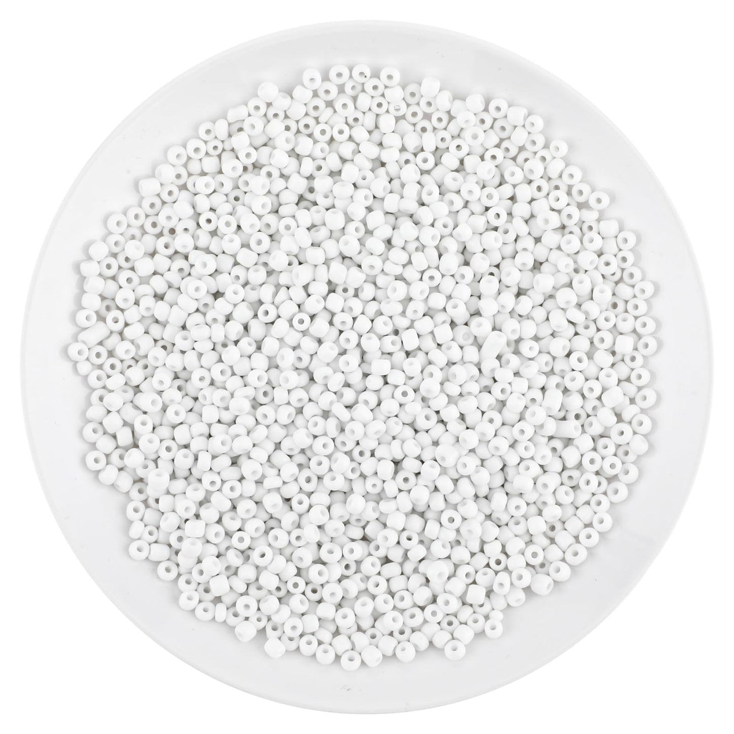 2000PCS White Seed Beads, Seed Beads 4mm, Glass Seed Beads Hair Beads for Braids, White Beads for Bracelet Making Braids Hair Beads DIY Crafts Key Bracelet Wrist for Valentine's Day Party DIY Handmade