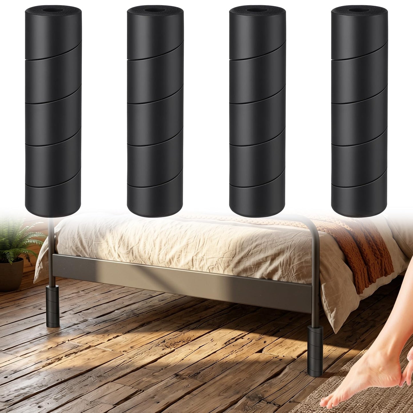 Chsoejuf 4PCS Non-adhesive Bed Frame Leg Covers Reusable for Toe Savers