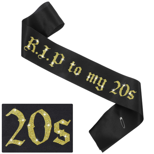 Ymapinc RIP to My 20s Birthday Decorations, 20th Birthday Custom Sash Witch Sash R.I.P 20th Death to My 20s Goodbye Prom Funeral Party Decor